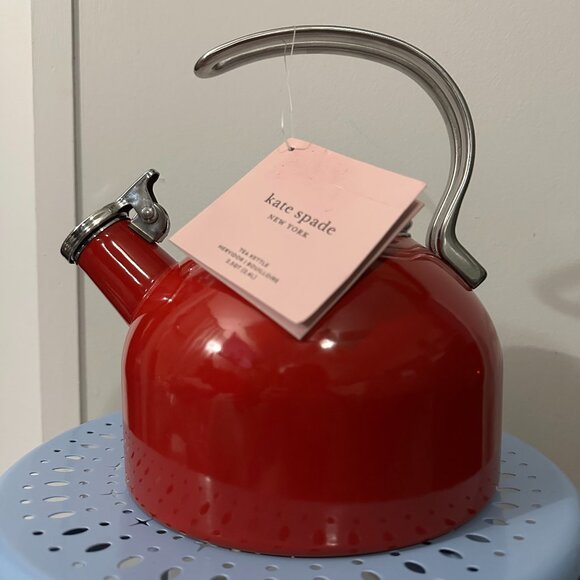 Kate Spade New York Make It Pop Red Tea Kettle NWT - Picture 1 of 5